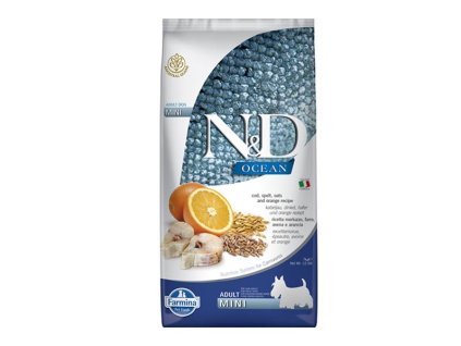 Farmina N&D dog OCEAN (AG) adult mini, codfish, spelt, oats & orange 7 kg