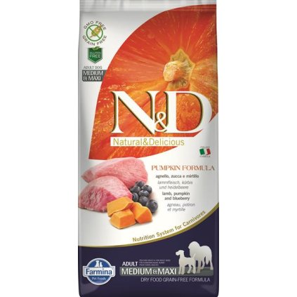 Farmina N&D dog PUMPKIN (GF) adult medium & maxi, lamb & blueberry 12 kg