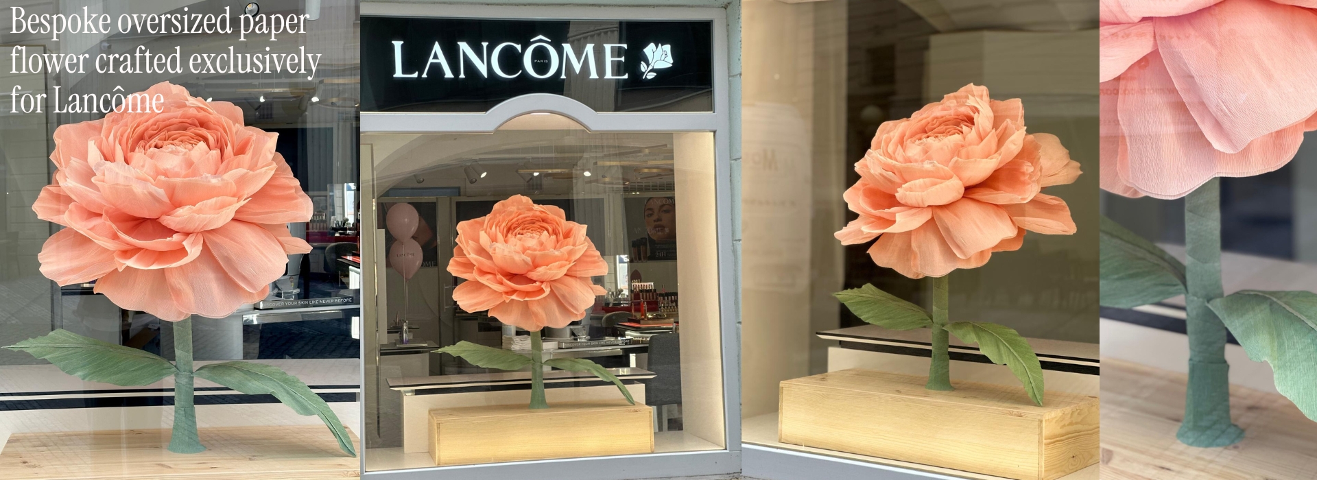 Lancome výloha - velká papírová květina se stojanem