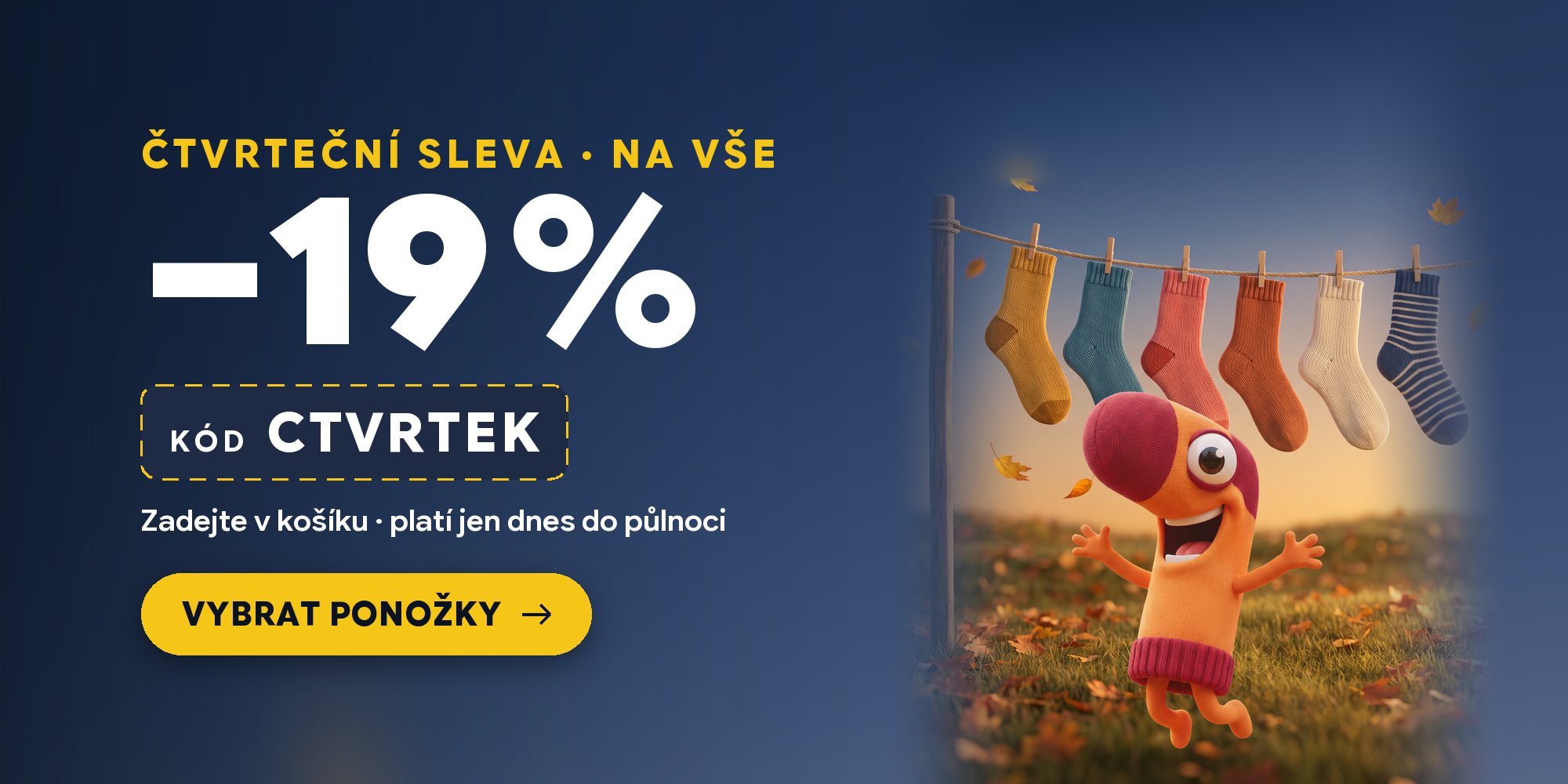 Čtvrteční sleva – 19 % na vše s kódem CTVRTEK, jen dnes 22. 10. do půlnoci