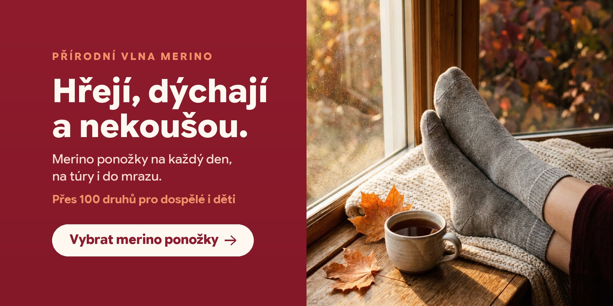 Merino ponožky – hřejí, dýchají a nekoušou. Přes 100 druhů pro dospělé i děti.