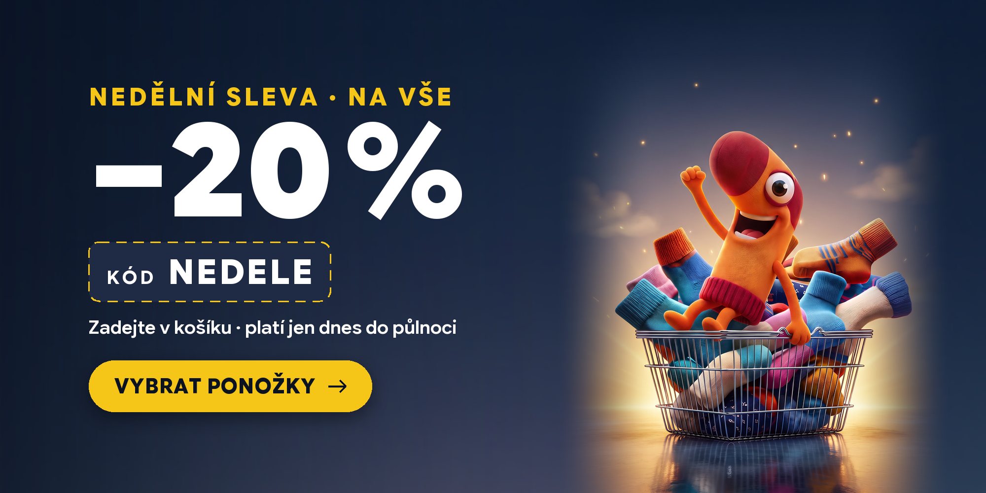 Nedělní sleva – 20 % na vše s kódem NEDELE, jen dnes 18. 10. do půlnoci
