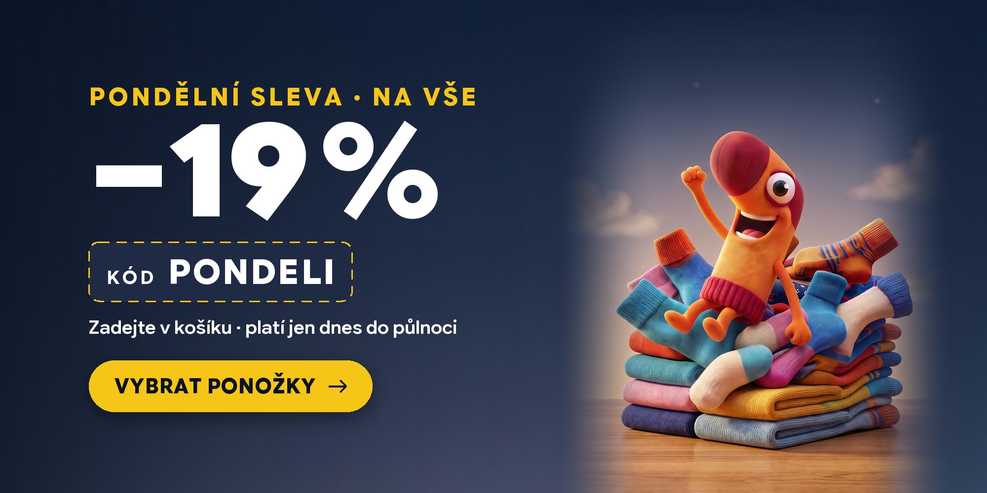 Pondělní sleva – 19 % na vše s kódem PONDELI, jen dnes 19. 10. do půlnoci