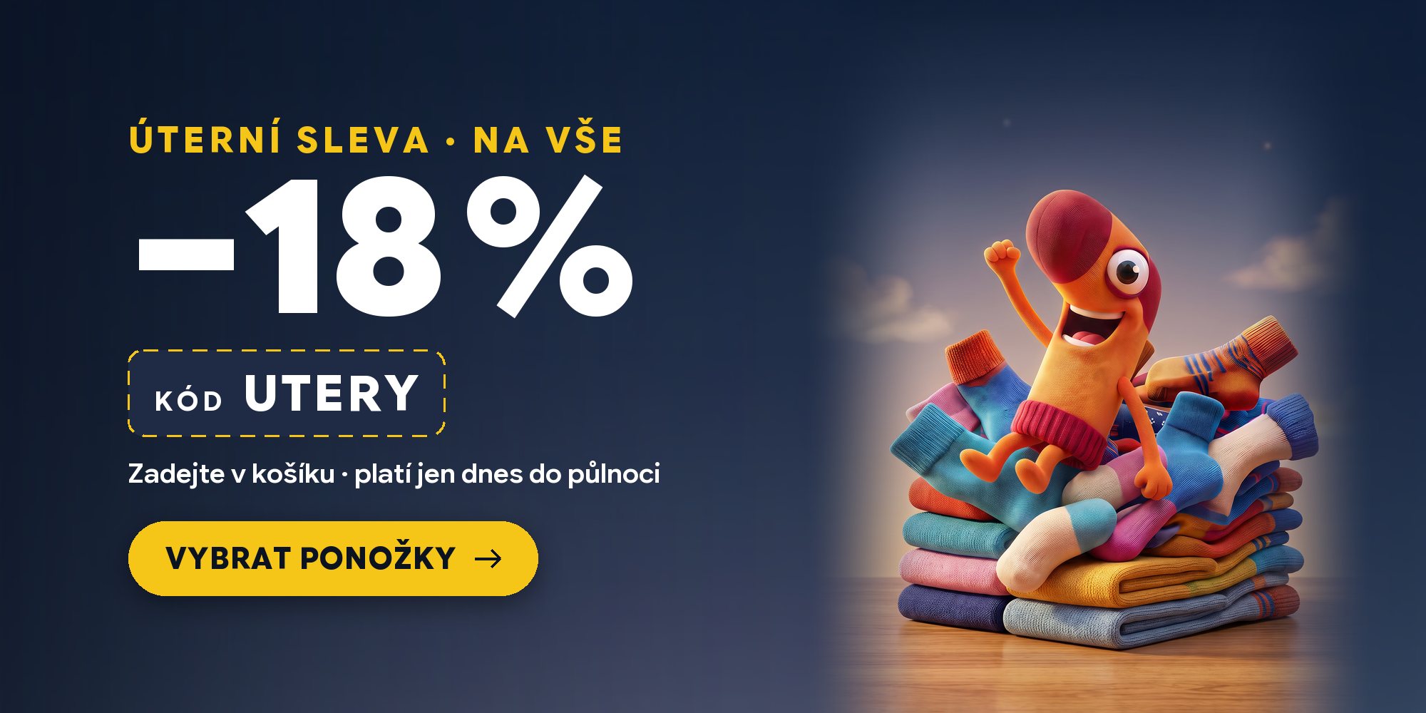 Úterní sleva – 18 % na vše s kódem UTERY, jen dnes 20. 10. do půlnoci