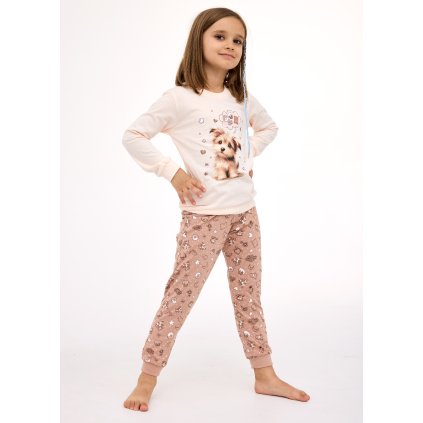 Pyžamo Cornette 594/193 Sweet Dog dl/r dívčí (Barva ecru, Velikost 110-116)