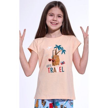 Pyžamo Cornette 788/110 Travel 2 dívčí kr/r (Barva BROSKVOVÁ, Velikost 158-164)