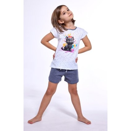 Pyžamo Cornette 245/109 Black cats dívčí kr/r (Barva bílá, Velikost 122-128)