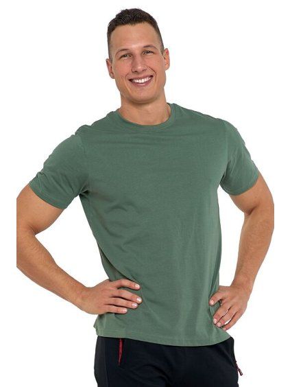 Pánské bavlněné triko Basic tmavě zelené (Velikost M, Barva zelená)