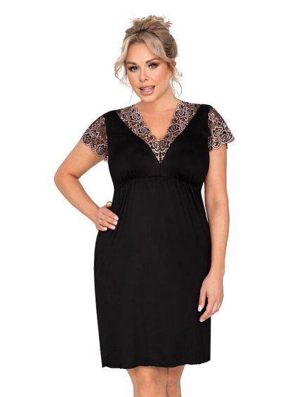 Dámská košilka Emma plus size černá (Velikost 5XL, Barva černá)