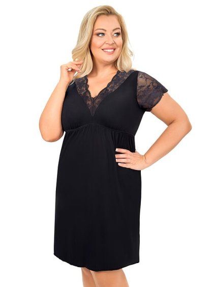 Noční košile plus size Sonia černá (Velikost 3XL, Barva černá)