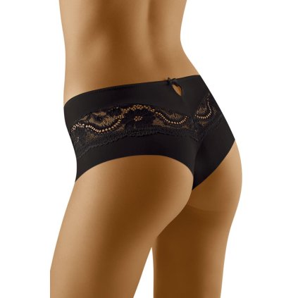 Kalhotky brazilského střihu s krajkou Nina černé (Velikost XL)