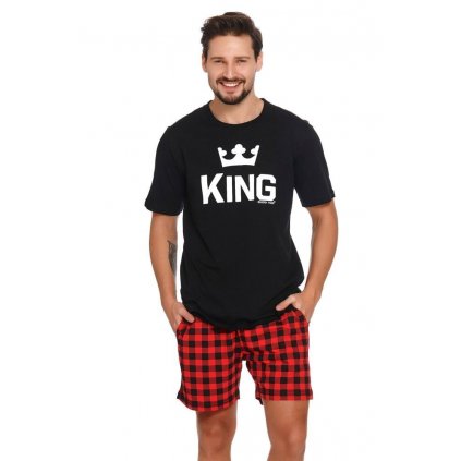 Krátké pánské pyžamo King černé (Velikost XXL)