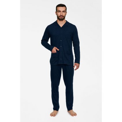 Pánské propínací pyžamo Ted tmavě modré (Velikost XXL)