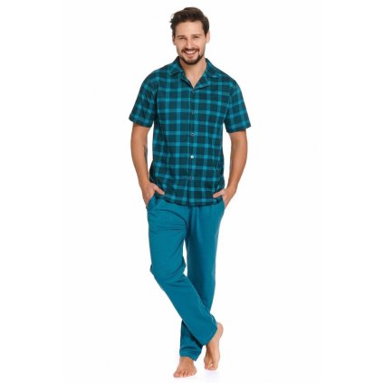 Pánské pyžamo Luke modré káro (Velikost XXL)