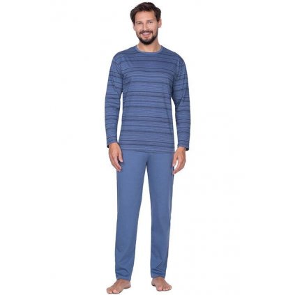 Pánské pyžamo Matyáš modré s pruhy (Velikost XXL)