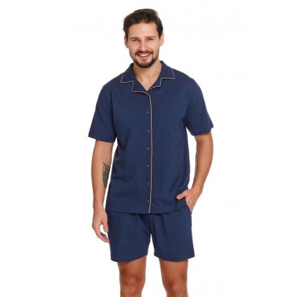 Pánské pyžamo s knoflíky Dale tmavě modré (Velikost XXL)