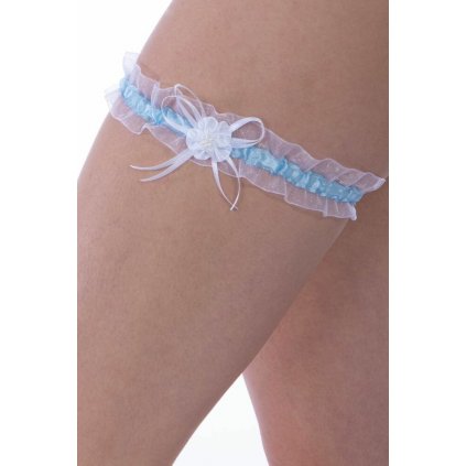 Svatební podvazek PW18 Madrid světle modrý (Velikost uni)