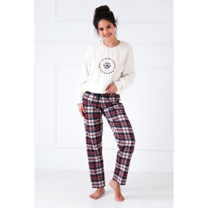 Dámské zateplené pyžamo Better vánoční krémové