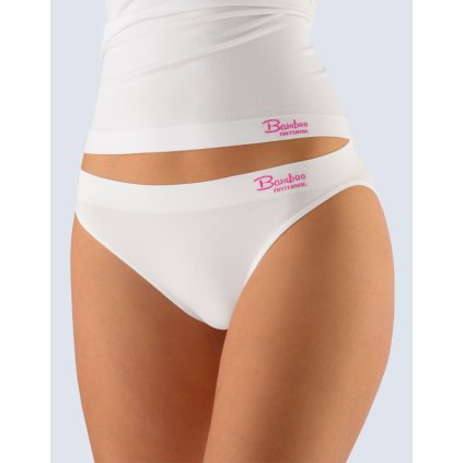 GINA dámské kalhotky klasické s úzkým bokem, úzký bok, bezešvé Bamboo Natural 00029P - bílá purpurová L/XL (Velikost L/XL, Barva bílá purpurová)