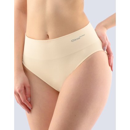 GINA dámské kalhotky klasické se širokým bokem, širší bok, bezešvé, jednobarevné Bamboo PureLine 00035P - tělová L/XL (Velikost L/XL, Barva tělová)