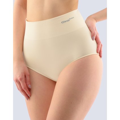 GINA dámské kalhotky klasické s vysokým pasem, širší bok, bezešvé, jednobarevné Bamboo PureLine 00036P - tělová L/XL (Velikost L/XL, Barva tělová)