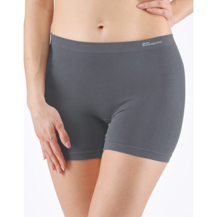 GINA dámské boxerky delší nohavička, kratší nohavička, bezešvé, klasické, jednobarevné Eco Bamboo 03018P - tm. šedá L/XL (Velikost L/XL, Barva kouřová bílá)