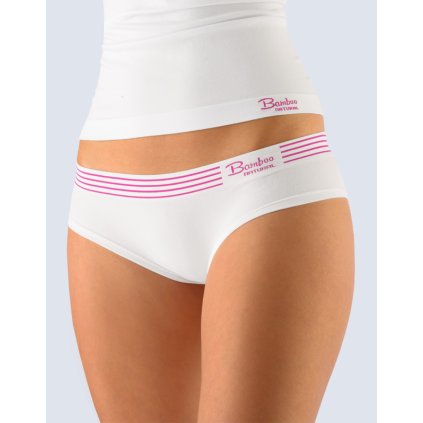 GINA dámské kalhotky francouzské, bezešvé, bokové Bamboo Natural 04024P - bílá purpurová L/XL (Velikost L/XL, Barva bílá purpurová)