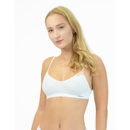 GINA dámské top podprsenkový s úzkými ramínky, úzká ramínka, bezešvé, jednobarevné MicroBavlna 07001P - bílá M/L (Velikost L/XL, Barva tělová)