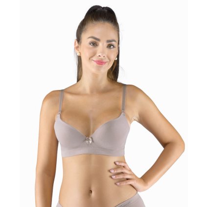 GINA dámské podprsenka vyztužená, vyztužené, bezešvé, jednobarevné Eco Bamboo 07019P - šedohnědá 75D (Velikost 80B, Barva šedohnědá)