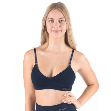 GINA dámské podprsenka sportovní s vycpávkami, bez kostice, bezešvé, jednobarevné Eco Bamboo 07021P - lékořice tomato L/XL (Velikost L/XL, Barva lékořice tomato)