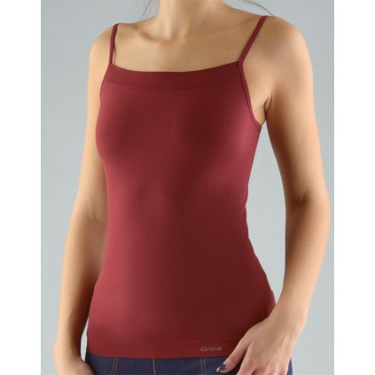 GINA dámské košilka, úzká ramínka, bezešvé, jednobarevné MicroPolyamid 08006P - tm. hnědá M/L (Velikost M/L, Barva tm. hnědá)