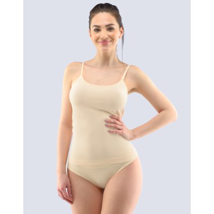 GINA dámské košilka prodloužená, úzká ramínka, bezešvé, jednobarevné Bamboo PureLine 08016P - tělová L/XL (Velikost L/XL, Barva tělová)