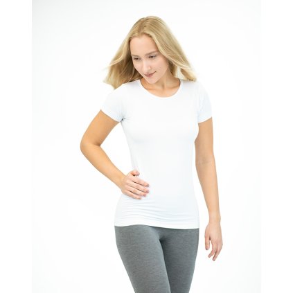 GINA dámské tričko s krátkým rukávem, krátký rukáv, bezešvé, jednobarevné Eco Bamboo 08027P - bílá L/XL (Velikost L/XL, Barva bílá)