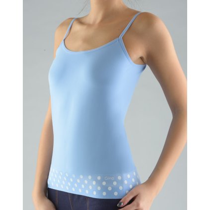 GINA dámské košilka, úzká ramínka, bezešvé, s potiskem Širší lem s puntíky 08991P - pomnenková bílá S/M (Velikost S/M, Barva pomnenková bílá)