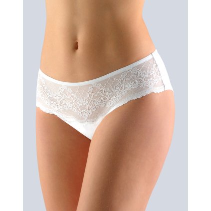 GINA dámské kalhotky francouzské, šité, bokové, s krajkou, jednobarevné Delicate 14127P - bílá 34/36 (Velikost 34/36, Barva bílá)