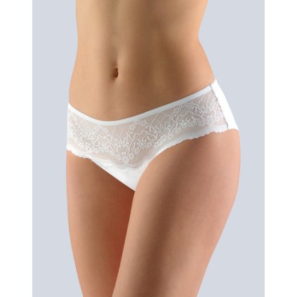 GINA dámské kalhotky francouzské, šité, bokové, s krajkou, jednobarevné Delicate 14141P - bílá 34/36 (Velikost 34/36, Barva bílá)