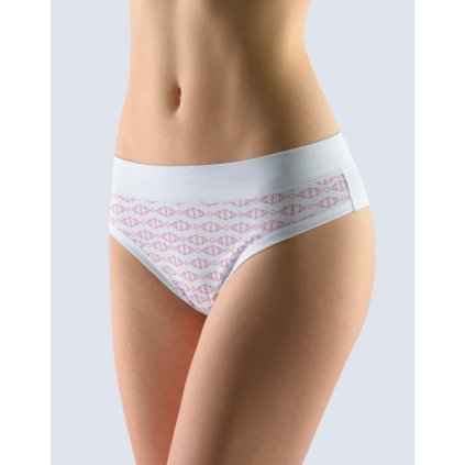 GINA dámské tanga francouzská, francouzské, šité, bokové, s potiskem Disco XIII 14144P - bílá violet 34/36 (Velikost 34/36, Barva bílá violet)
