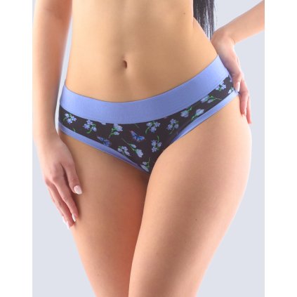 GINA dámské kalhotky francouzské, šité, bokové, s potiskem Disco Bamboo 1 14146P - ocelová černá 46/48 (Velikost 46/48, Barva ocelová černá)