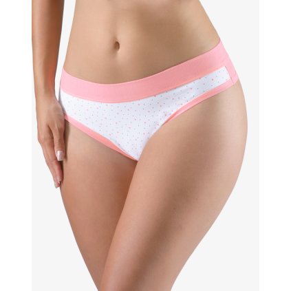 GINA dámské tanga francouzská, francouzské, šité, bokové, s potiskem Disco XVIII 14150P - starorůžová bílá 38/40 (Velikost 38/40, Barva starorůžová bílá)