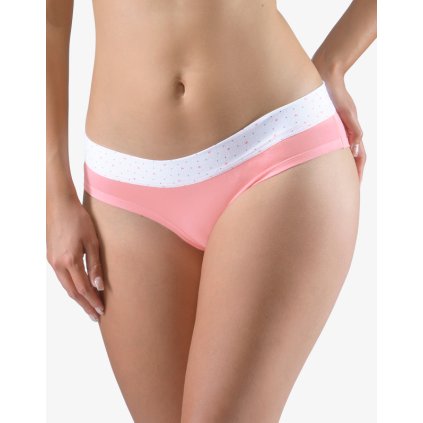 GINA dámské kalhotky francouzské, šité, bokové, s potiskem Disco XVIII 14159P - starorůžová bílá 34/36 (Velikost 34/36, Barva starorůžová bílá)