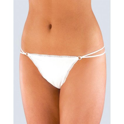 GINA dámské tanga boková, úzký bok, šité, bokové, s krajkou, jednobarevné Minerva 15996P - bílá 34/36 (Velikost 34/36, Barva bílá)
