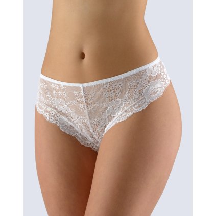 GINA dámské kalhotky bokové - brazilky, šité, s krajkou, jednobarevné La Femme 2 16101P - bílá 34/36 (Velikost 34/36, Barva bílá)