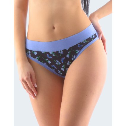 GINA dámské kalhotky bokové se širokým bokem, širší bok, šité, s potiskem Disco Bamboo 1 16164P - ocelová černá 38/40 (Velikost 38/40, Barva ocelová černá)