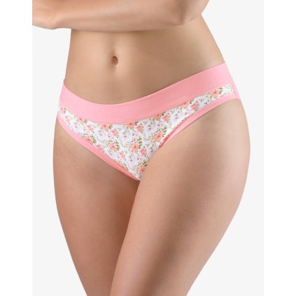 GINA dámské kalhotky bokové se širokým bokem, širší bok, šité, s potiskem Disco XVIII 16177P - starorůžová maracuja 34/36 (Velikost 34/36, Barva starorůžová maracuja)