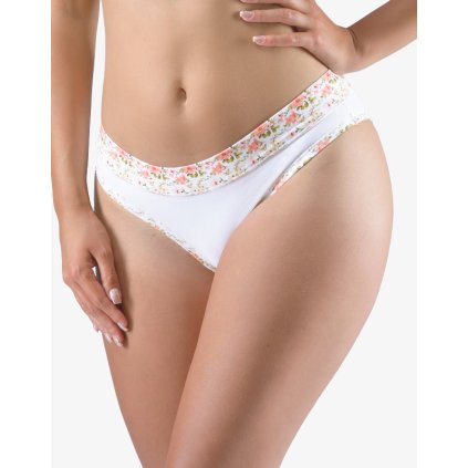 GINA dámské kalhotky bokové - brazilky, šité, s potiskem Disco XVIII 16180P - bílá maracuja 38/40 (Velikost 38/40, Barva bílá maracuja)
