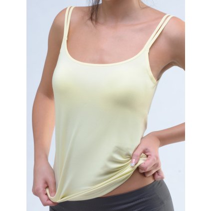 GINA dámské košilka, úzká ramínka, šité, jednobarevné Charmed II 18029P - žlutobílá 38/40 (Velikost 38/40, Barva žlutobílá)