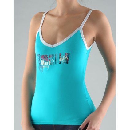 GINA dámské košilka, úzká ramínka, šité, s potiskem Disco V 18031P - tm. tyrkysová 34/36 (Velikost 34/36, Barva tm. tyrkysová)