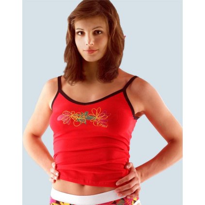 GINA dámské košilka, úzká ramínka, šité, s potiskem Disco V 18032P - třešňová 34/36 (Velikost 34/36, Barva třešňová)