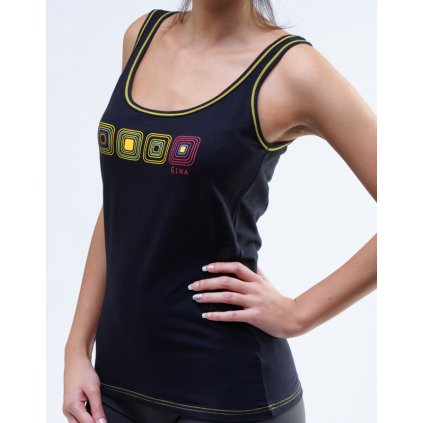 GINA dámské tílko, širší ramínka, šité, s potiskem Disco VI 18036P - černá 34/36 (Velikost 34/36, Barva černá)