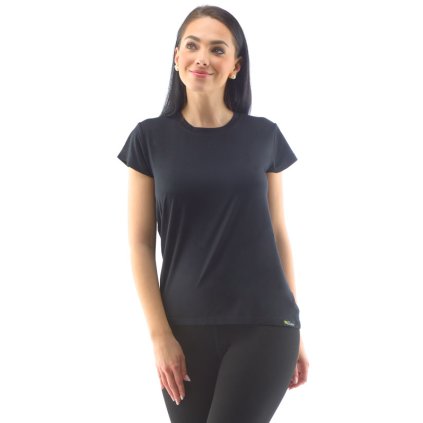 GINA dámské tričko s krátkým rukávem, krátký rukáv, šité, jednobarevné ECO Bamboo Sport 18045P - černá M (Velikost L, Barva černá)
